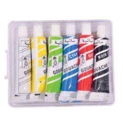 GOUACHE DE 6 COUL BOITE CRISTAL MAJED