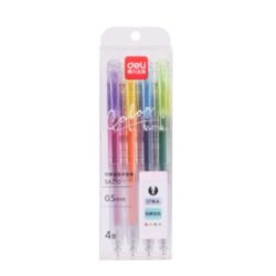 Stylo gel rétractable à changement de couleur Deli SA230, pointe 0,5 mm, lot de 4