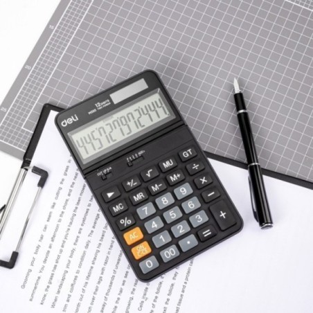 Deli-EM320 Affichage angulaire réglable Calculatrice à couvercle en plastique 178*110*26