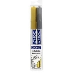 Set De 2 Stylos Pinceaux Métallique, Doré Et Argent